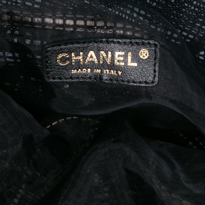 Chanel CC Mesh And Metallic Calfskin Bucket Bag Black
