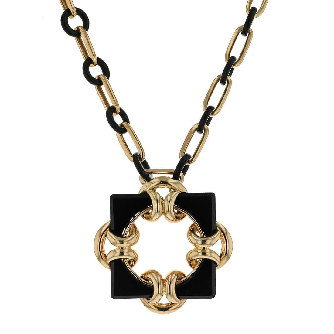 Tiffany &amp; Co. by Aldo Cipullo onyx and gold brooch necklace