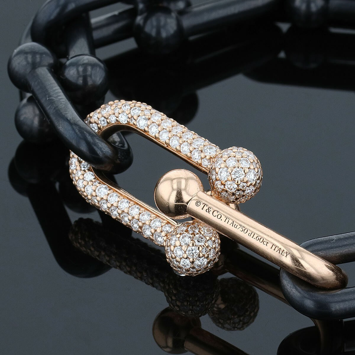 Tiffany &amp; Co. HardWear titanium, gold and diamonds necklace. Limited Edition