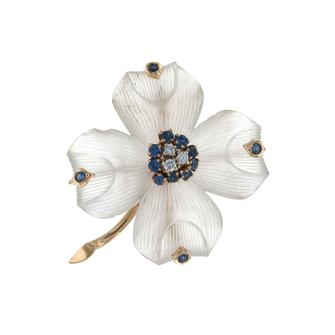Tiffany & Co. roc cristal, diamonds, sapphires and 14 k gold brooch