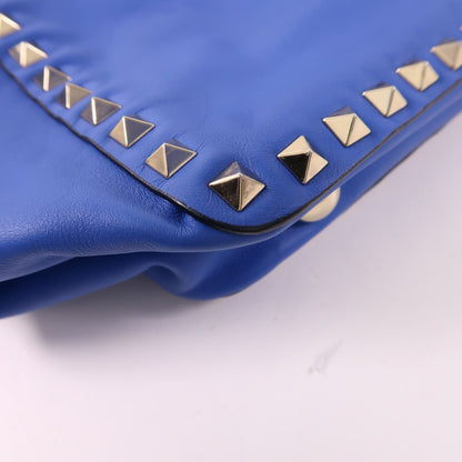Valentino Cowhide Leather 2Way Shoulder Bag Golden Hand-handed Shoulder And Back Bag 2way Shoulder Bag Blue Calfs