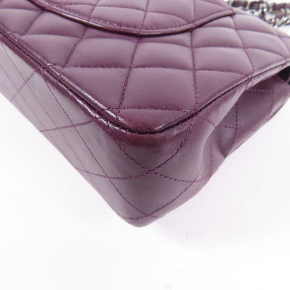 Chanel Purple Sheepskin Leather Classic 25 Silver Shoulder Bag Lambskin (sheep Leather) A 01112