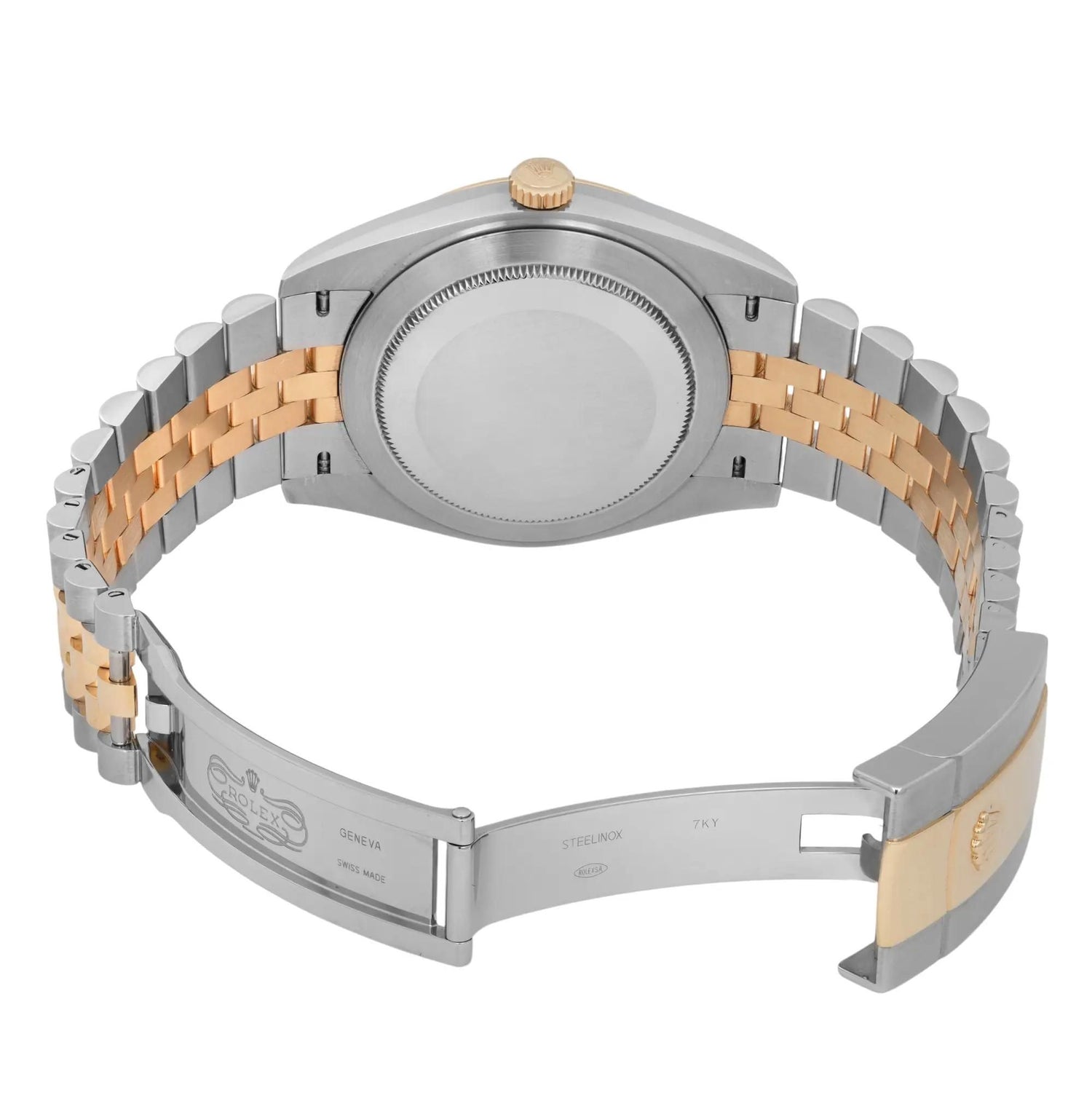 Rolex Datejust 41mm 18k Gold Steel Champagne Diamond Dial Watch 126333