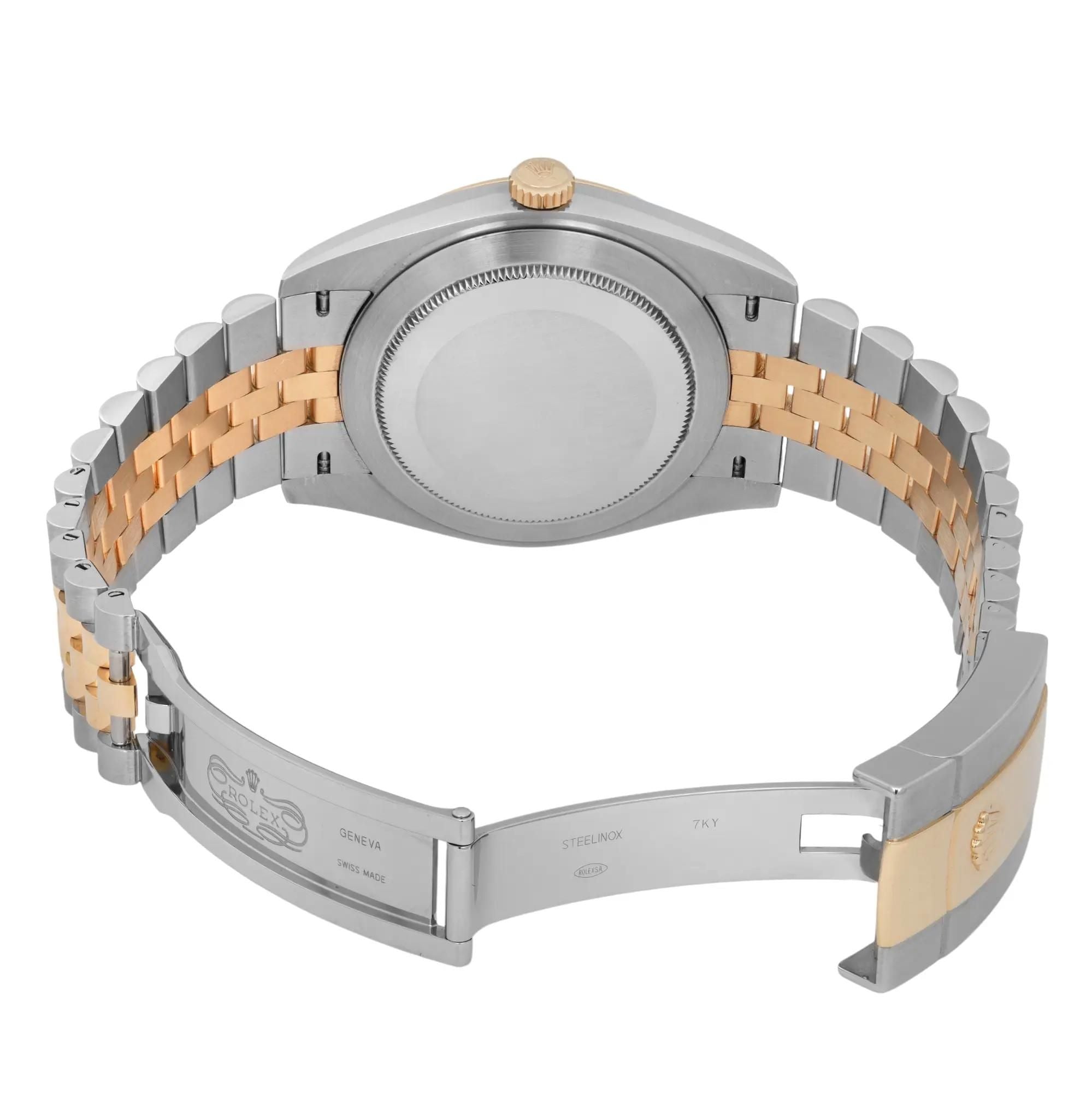 Rolex Datejust 41mm 18k Gold Steel Champagne Diamond Dial Watch 126333