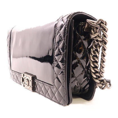 Chanel Black Lacquered Boy 11 Crossbody Bag Patent Leather