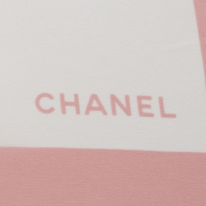 Chanel White Pink Scarf Silk