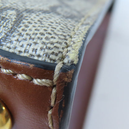 Gucci Painted Canvas/leather Crossbody Bag Gold Hand-handed Bag For Shoulders And Backs Color/b