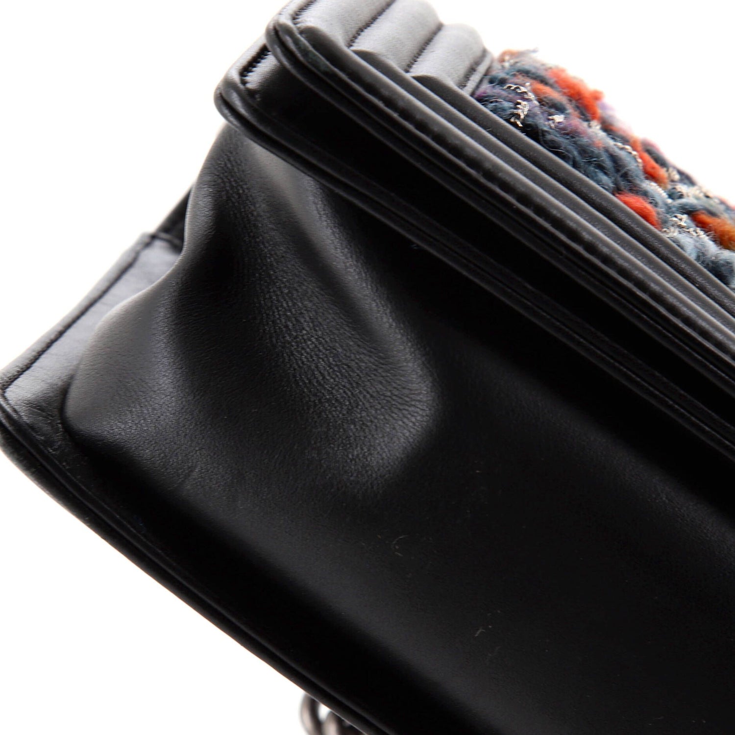 Chanel Boy Flap Bag Braided Tweed Old Medium