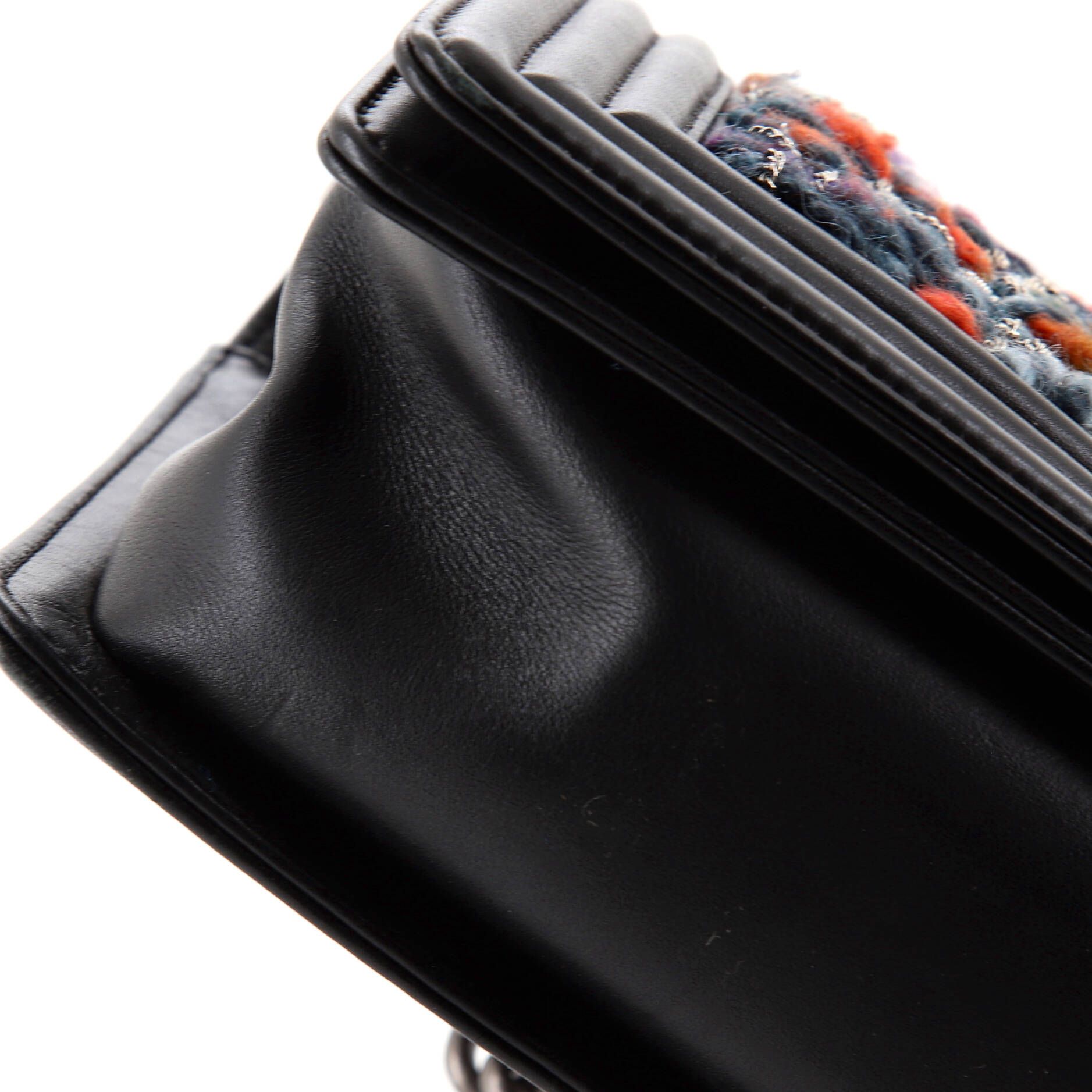 Chanel Boy Flap Bag Braided Tweed Old Medium