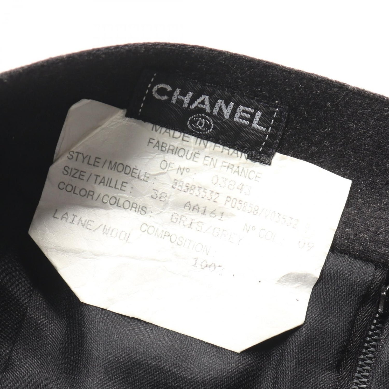 Chanel Coco Mark Button Skirt P 05858 Wool Gray 38