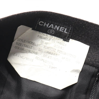 Chanel Coco Mark Button Skirt P 05858 Wool Gray 38