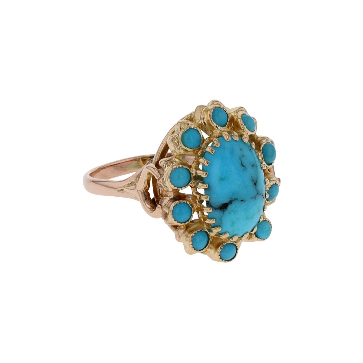 Turquoises and gold ring