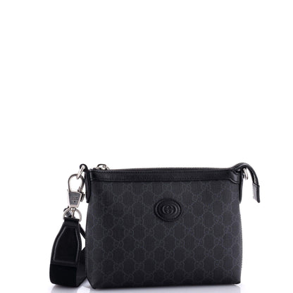 Gucci Interlocking G Patch Wristlet Messenger Bag Gg Coated Canvas Small