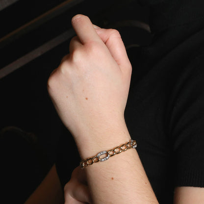 Two tones gold and diamonds bracelet