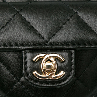Chanel Lambskin CC In Love Heart Zipped Arm Coin Purse Black