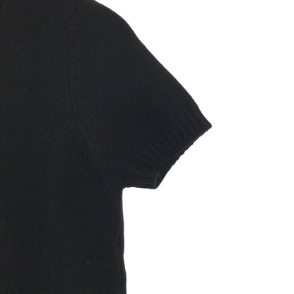 Chanel Short Sleeve Bow Sweater Black Cashmere 36