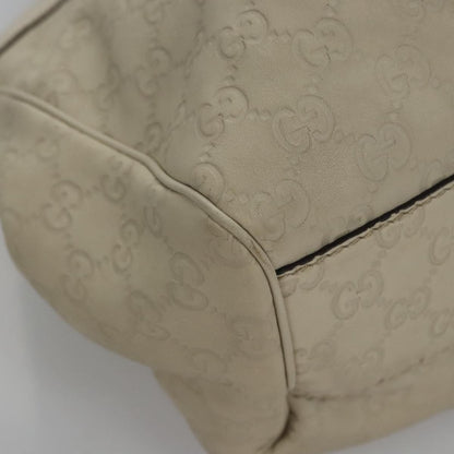 Gucci Gg Canvas Guccissima Hand Bag Leather White Gold 211944 Auth