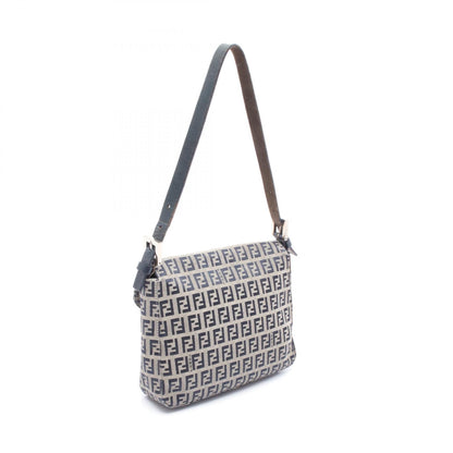 Fendi Zucchino Handbag Navy Gray Canvas 16464