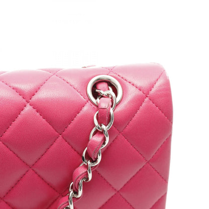 Chanel Pink Matelasse W Flap Shoulder Bag Lambskin (sheep Leather) A 01112