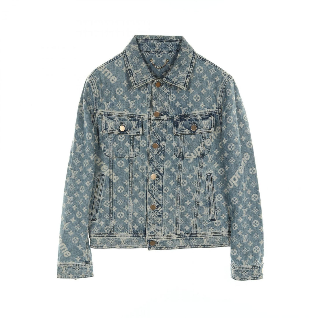 Louis Vuitton X Supreme Monogram Denim Jacket Hda 91wall Cotton Blue Mens 44