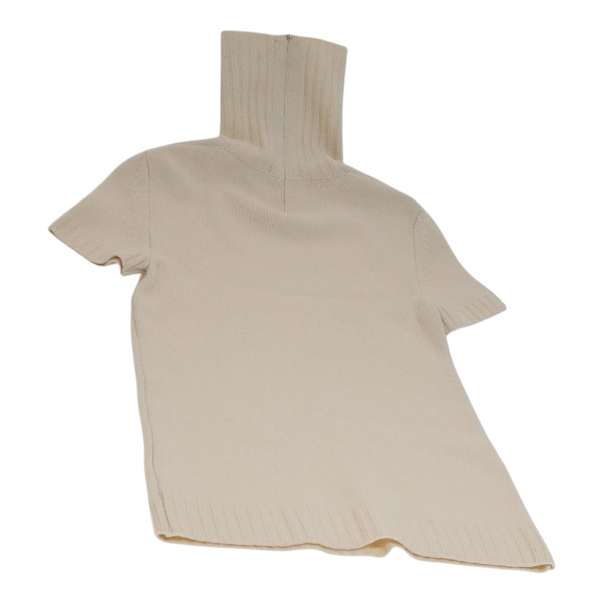 Chanel Turtleneck Wool Beige Cc Auth