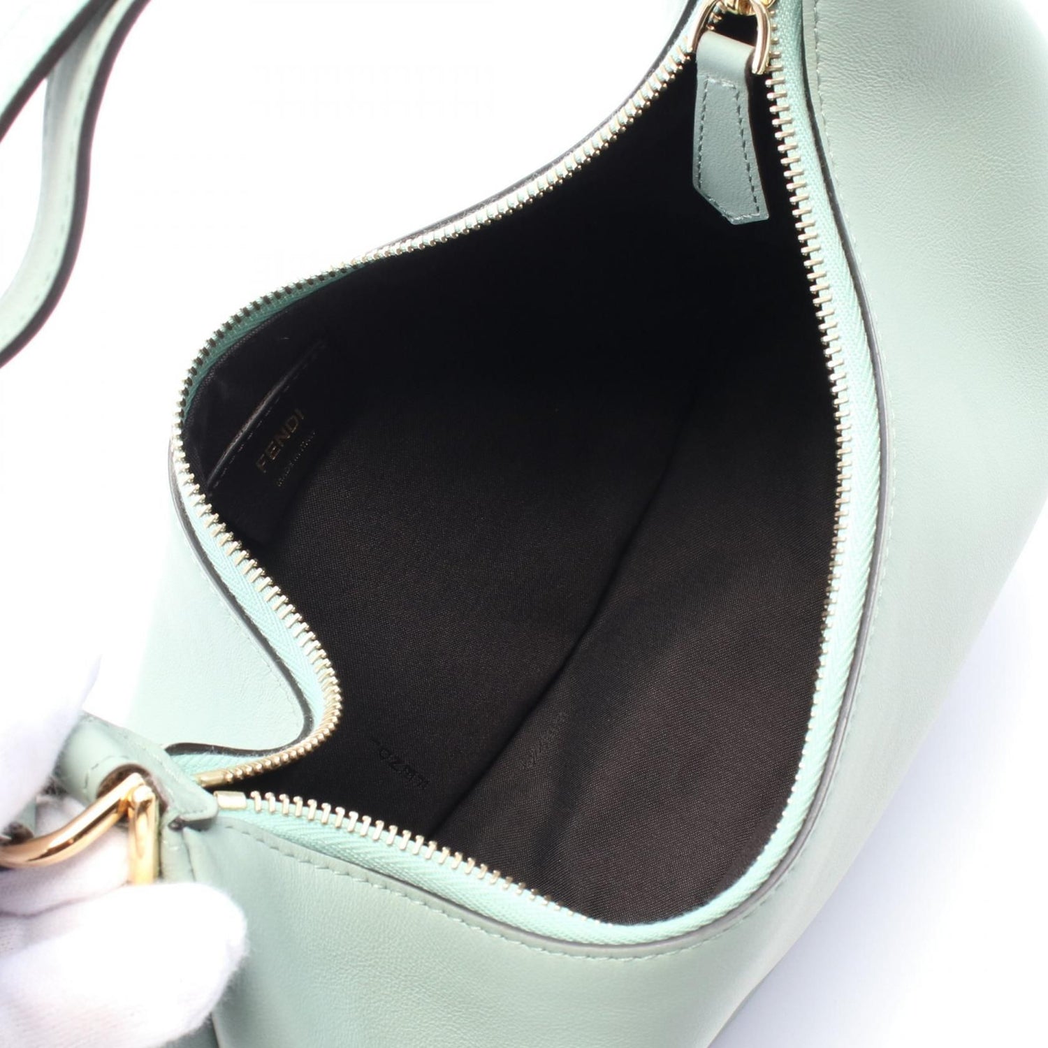 Fendi Handbag Green Leather 8br 798
