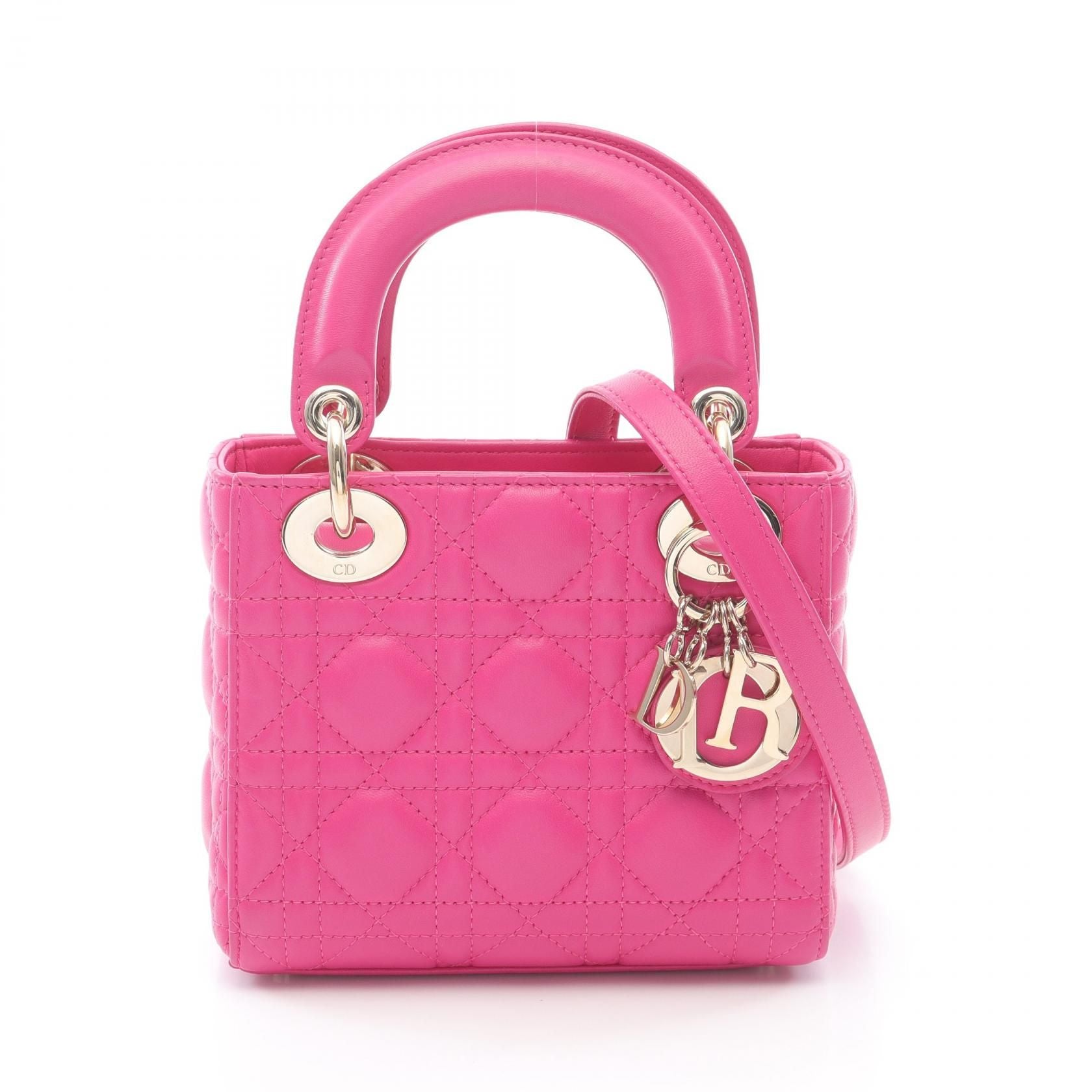 Dior Christian Dior Mini Cannage Handbag Pink Leather Mo 0505onge