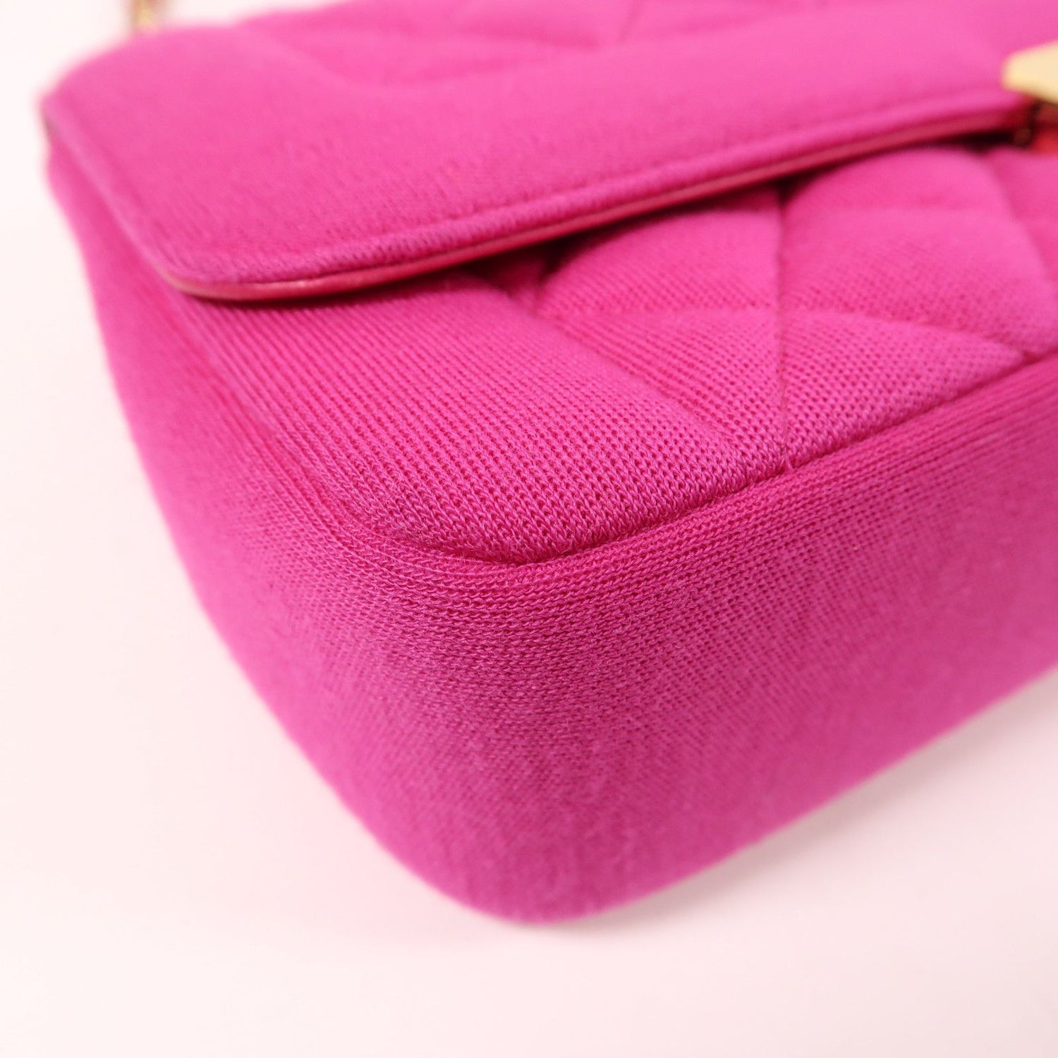 Chanel Pink Cotton/cowhide Leather Shoulder Bag Golden Shoulder Bag Powder Red Shoulder Bag Cotton Calfskin (cowhide)