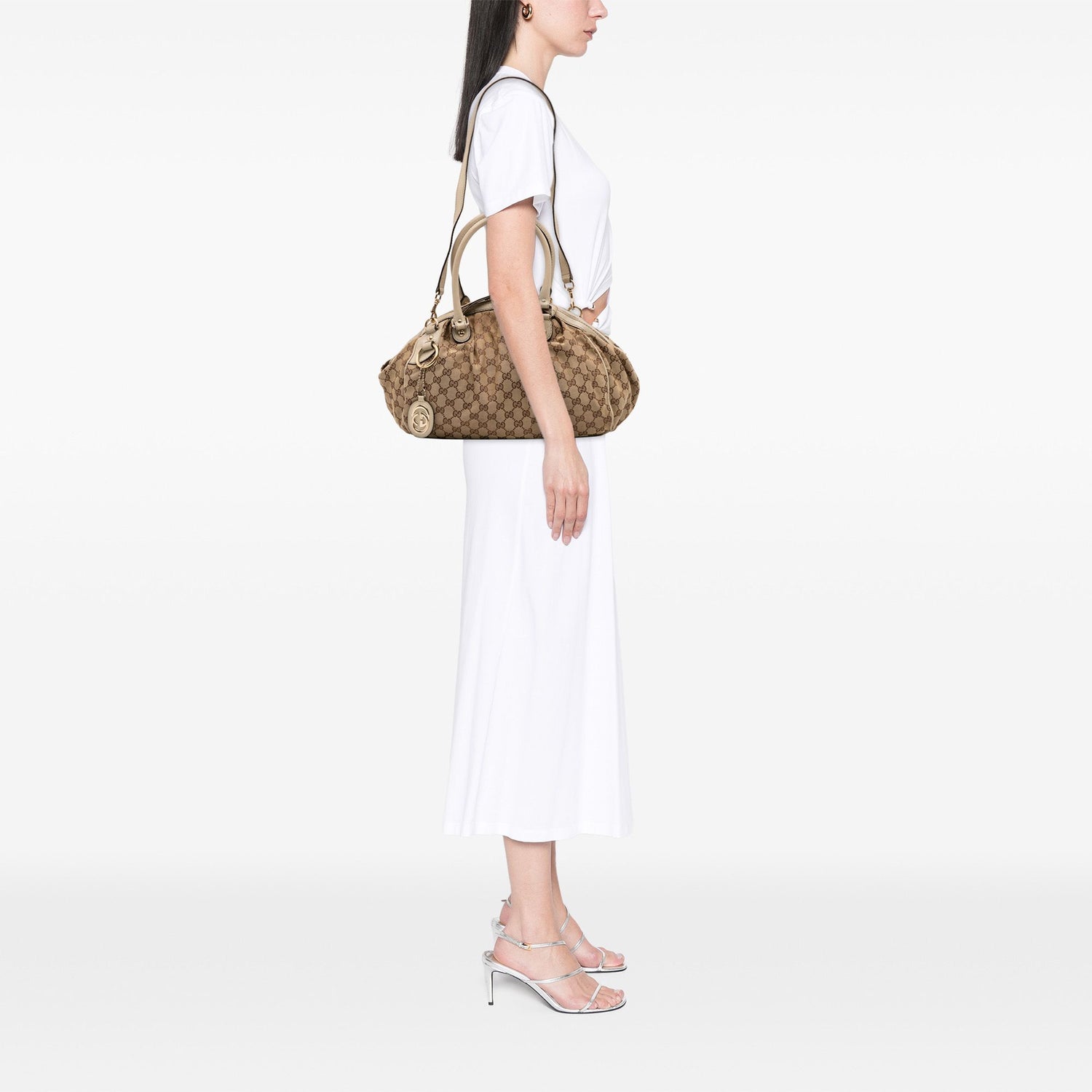 Gucci GG Canvas Sukey Satchel Brown