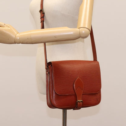 Louis Vuitton Epi Cartouchiere Mm Shoulder Bag Brown M 52243 Lv Auth