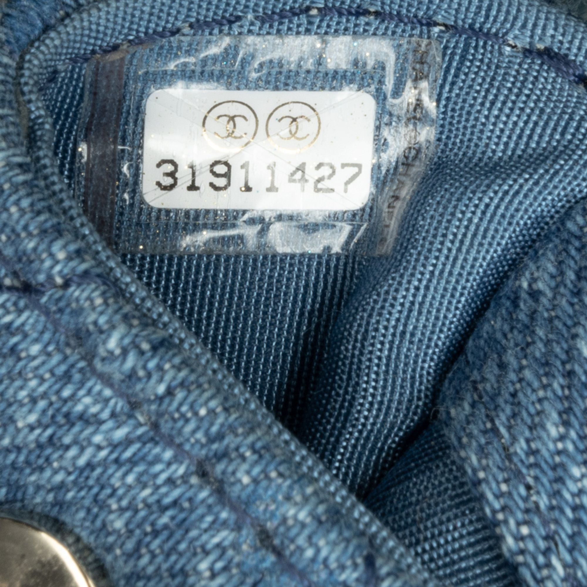 Chanel Mini Denim Mood Clutch With Chain Blue