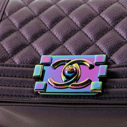 Chanel Boy Flap Bag Quilted Iridescent Goatskin Small