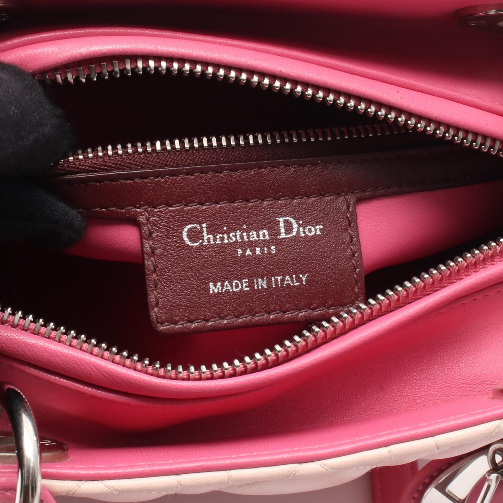 Dior Lady Dior Christian Dior Handbag Pink Bordeaux Leather