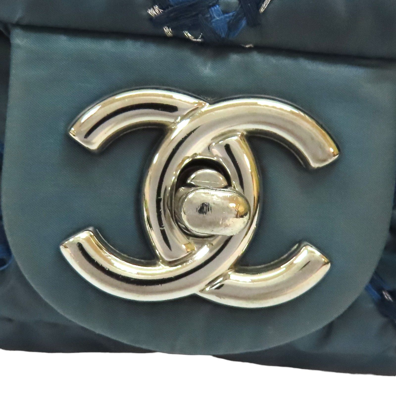Chanel Matelasse Coco Mark Shoulder Bag Nylon Blue (discoloration)