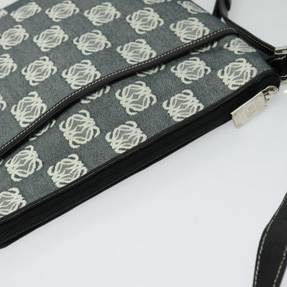 Loewe Anagram Shoulder Bag Canvas Gray Black Silver Auth