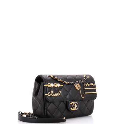 Chanel Coco Clips Flap Bag Embellished Quilted Lambskin Small