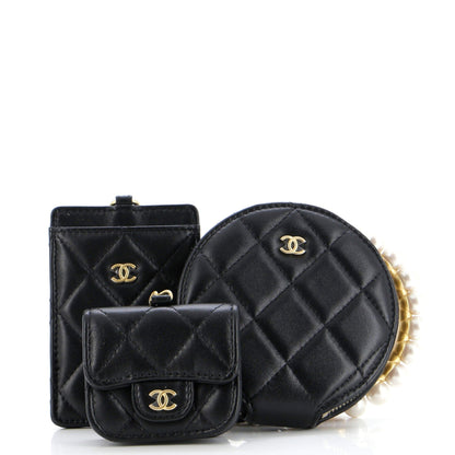 Chanel Pearl Crown Handle Multi-Pouches Quilted Lambskin