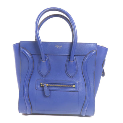 Celine Cowhide Leather Micro Luggage Golden Shoulder Back Bag Blue Calfskin (cowhide)