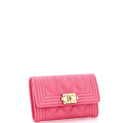 Chanel Boy Flap Card Case Quilted Caviar