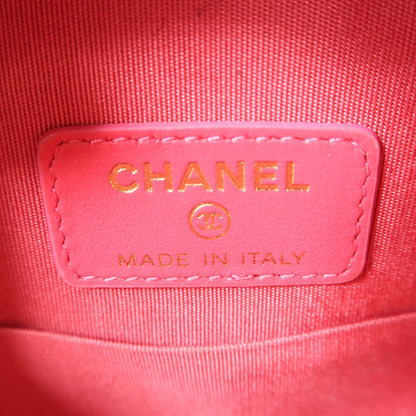 Chanel Pink Leather 19 Round Bag Hand-turn Shoulder Bag Powder Red 2way Shoulder Bag Leather