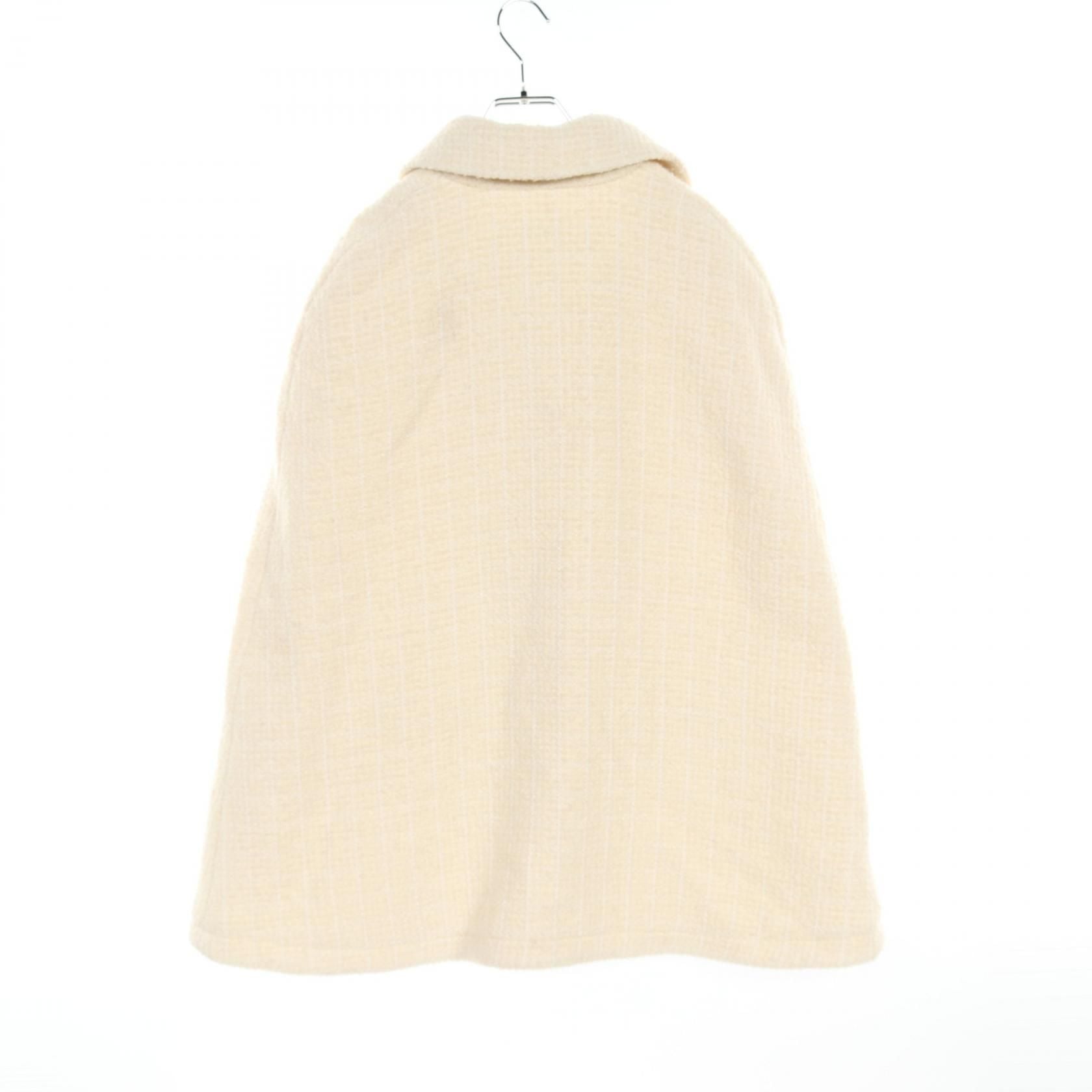 Gucci Boucle Wool Tweed Cape Poncho Coat 761739 Wool Nylon Beige 