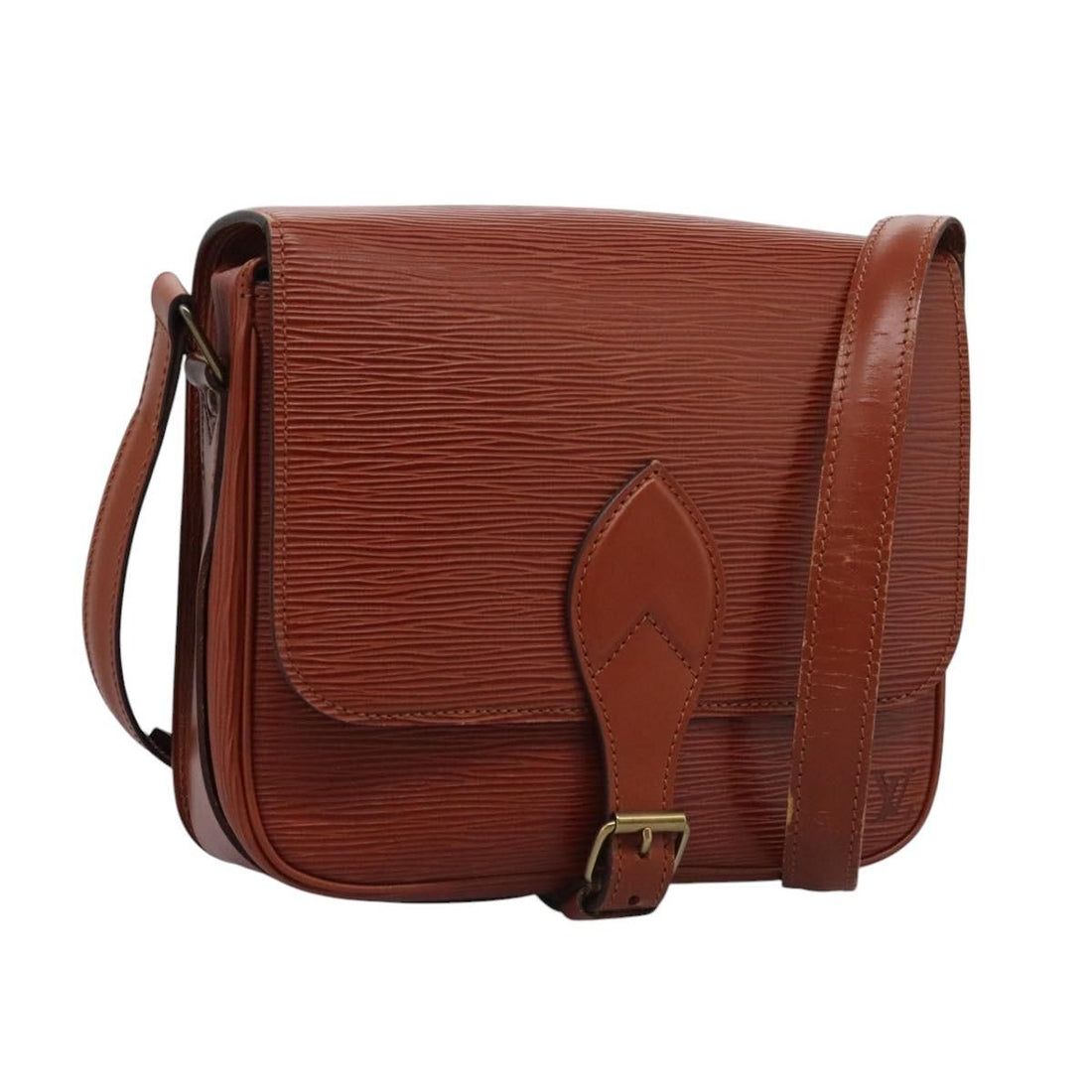 Louis Vuitton Epi Cartouchiere Mm Shoulder Bag Brown M 52243 Lv Auth