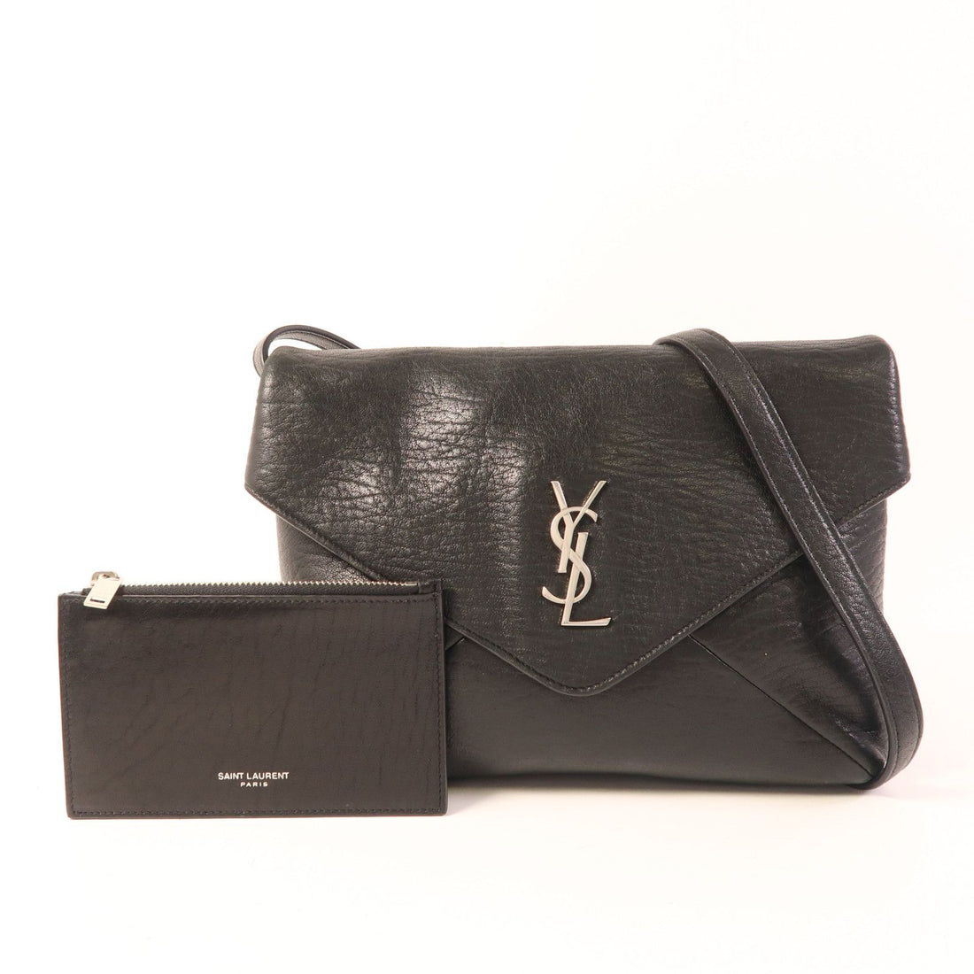 Yves Saint Laurent Cowhide Leather Sac De Jeur Silver Shoulder Bag Black Calfskin (cowhide) 480583