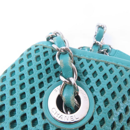 Chanel Green Diamond-shaped Sheepskin Leather Chain Shoulder Bag Silver Cross Shoulder Back