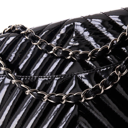 Chanel Classic Single Flap Bag Chevron Patent Maxi