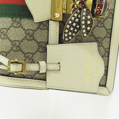 Gucci GG Supreme Monogram Small Queen Margaret Top Handle Bag Beige White