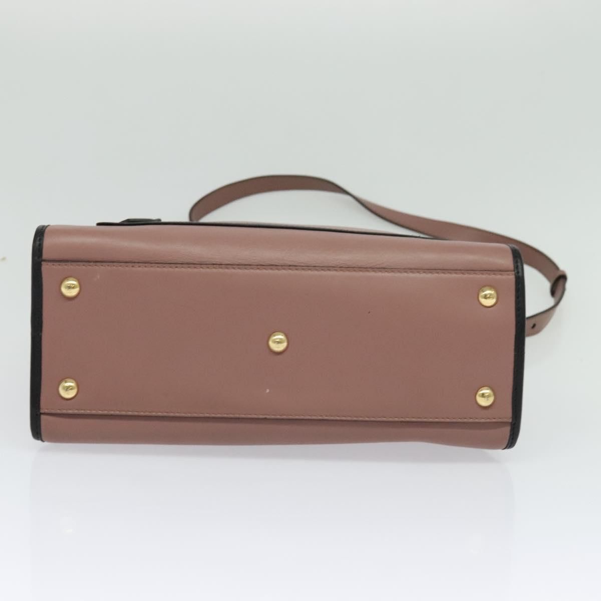 Fendi Runaway Small Hand Bag Leather 2way Pink Gold Auth