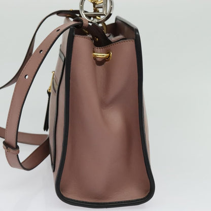 Fendi Runaway Small Hand Bag Leather 2way Pink Gold Auth