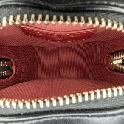 Chanel Lambskin CC In Love Heart Zipped Arm Coin Purse Black