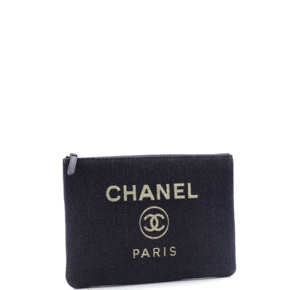 Chanel Deauville Pouch Lurex Canvas Medium